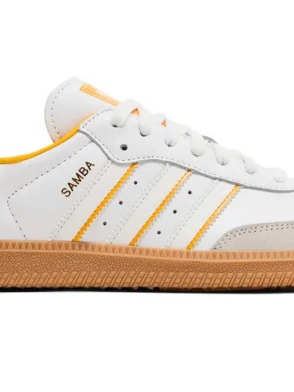 adidas Samba Low-Top Sneakers in White with Yellow Accents